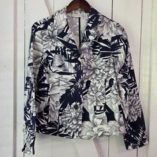 Chico's Womens Blazer Sketched Floral LS Jack Midnight Sz 0 Small NEW with Tags