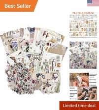 Junk Journal Supplies Kit - 200 Vintage Themed Papers  Translucent Stickers