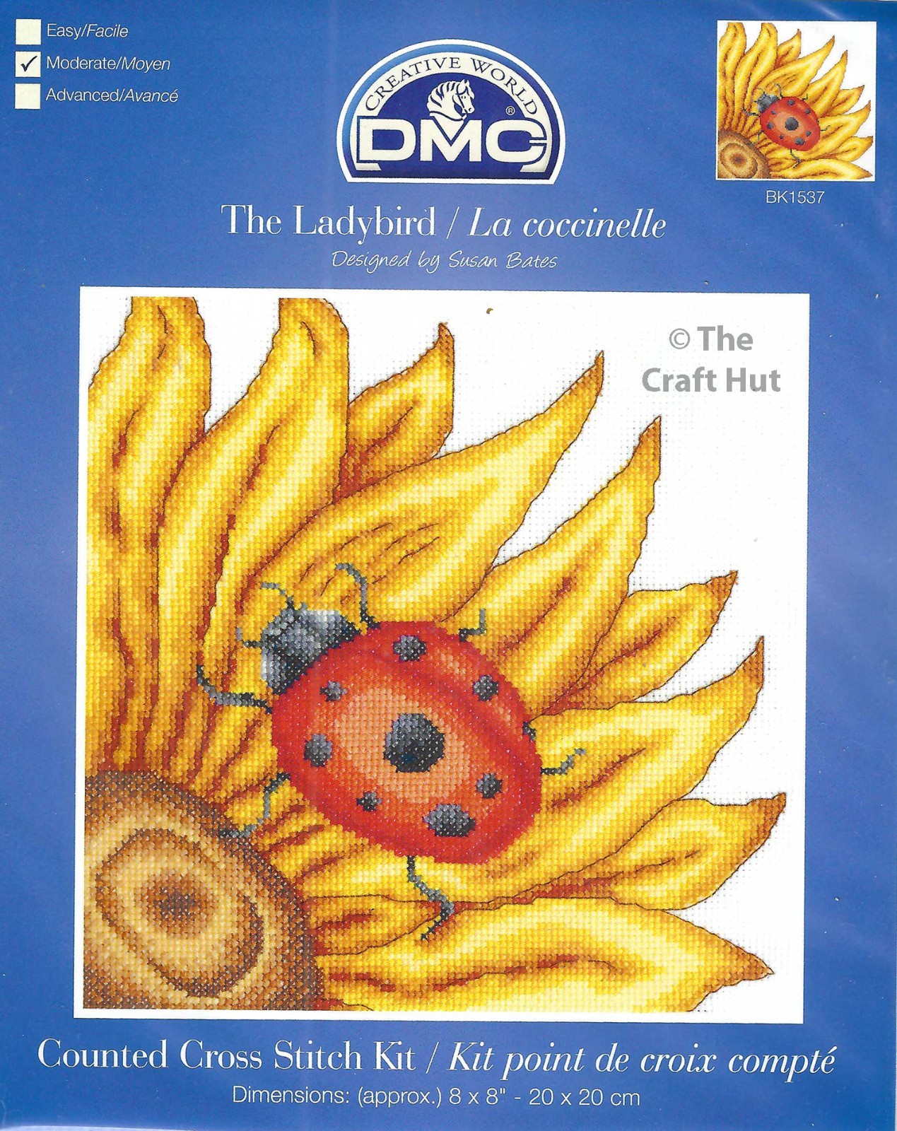 DMC Counted Cross Stitch Kit Butterflies & Insects - The Ladybird Ladybug BK1537