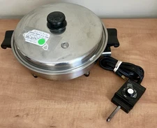 Saladmaster 7815 Stainless Steel Oil Core 11" Electric Skillet w/Vapo Lid TESTED