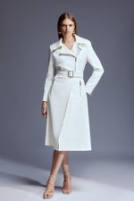 Karen Millen Women's Coat UK 12 White Polyester