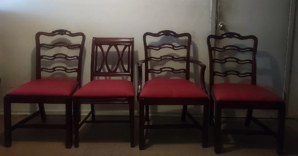 Juego de 8 sillas de comedor Mohogamy años 40 solo recogida local-sin envío Foto 4 de 4