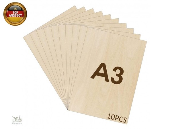 Wisyok 10Pcs Sperrholaplatte 2Mm, A3 Sperrholz, Holz Platten, Holzplatten Zum-image