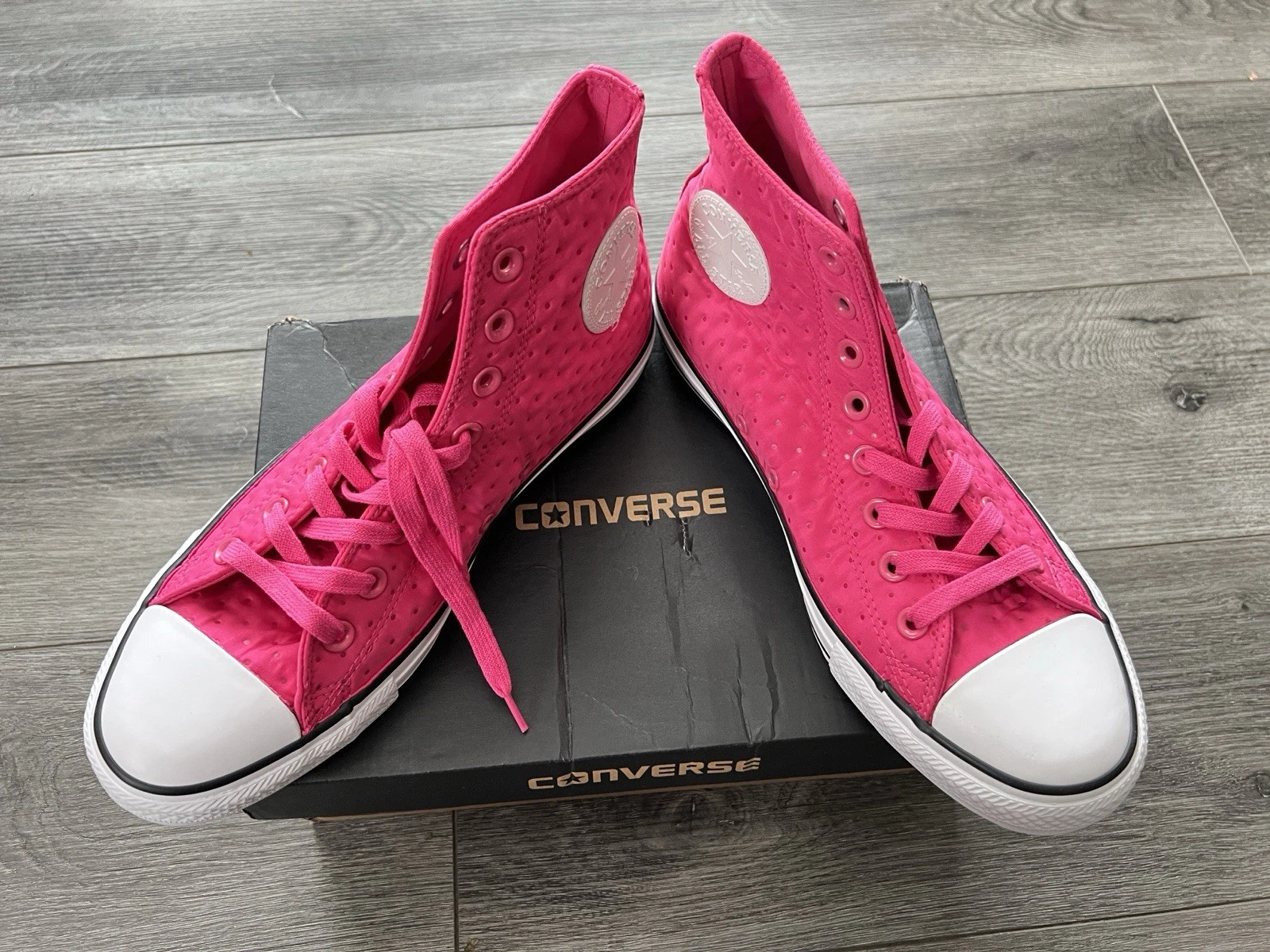 Converse CTAS NEOPRENE HI VIVID PINK NERO BIANCO Sneaker Donna 553286F SCATOLA