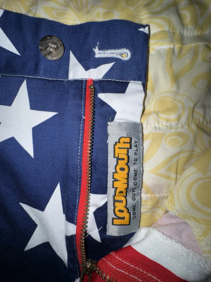 Pantalones de golf Loudmouth para hombre 34x30 estrellas y rayas EE. UU. rojo blanco azul patriótico Foto 4 de 4