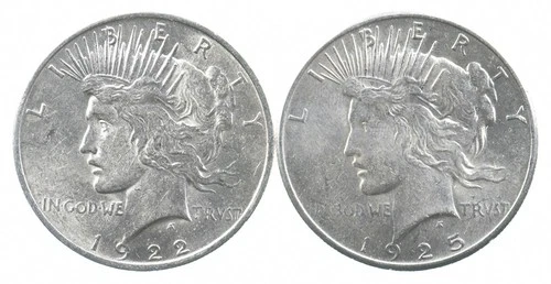1922 & 1925 & Peace Silver Dollar $1 Bullion Collection Lot *906
