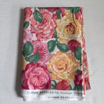 Joan Kessler Concord Fabrics Rose Floral Cotton Fabric Approx 115x44