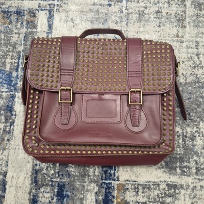 Dr. Martens Nieten Spike Leder große Umhängetasche Kuriertasche Schultertasche Laptoptasche 15''