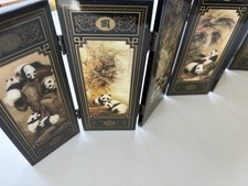An Imitation Of An Ancient Small Screen 6 Folding Lacquered Panels Giant Pandas