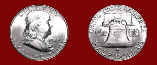 1948-D ***FRANKLIN HALF DOLLAR SILVER 50C GEM-BU+++ MS+++ FROM ROLL