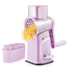 Next-Gen Purple CheeseGrater(Larger&Faster), 5 In 1 Rotary CheeseGrater, Mandoli