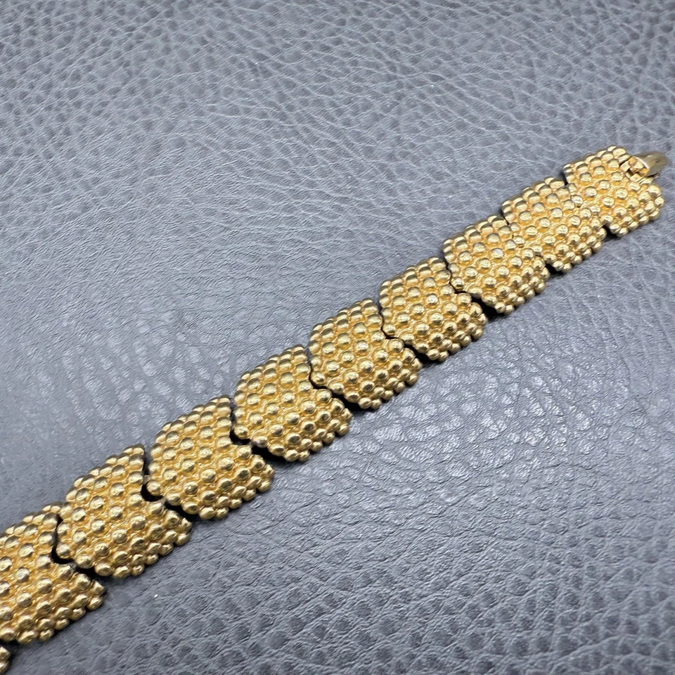 Pulsera Carolee Vintage Tono Dorado Texturizado Cuentas Eslabón Grueso Cadena Firmada Foto 4 de 4