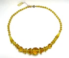 Antique Art Nouveau Cut Crystal Amber Costume Jewelry Necklace Art Deco - 01