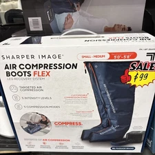Sharper Image Air Compression Boots Flex Leg Recovery System Small/Medium  Blue