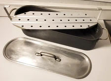 Calphalon Anodized Aluminum Fish Steamer Poacher Pan w Lid & Steamer Insert