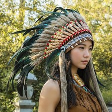 Native American Indian Headdress Chief Hat Decorative Headpiece for Role Play