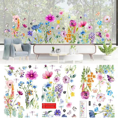 Fensterbilder Frühling Selbstklebend Fensteraufkleber Fenstersticker Blumen Libe - Bild 11 von 12