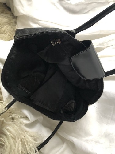 Bolso de Mano Fontanelli Cuero Negro Hecho en Italia Calidad Superior Plegable de Viaje - Imagen 7 de 12