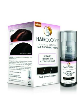 Hairology Natural Keratin Hair Thickening Fibers Dark Brown to Black 5.3g SEALED
