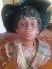 Antique Boy  bust head Whistling Figure Head Restoration Needed! Damaged