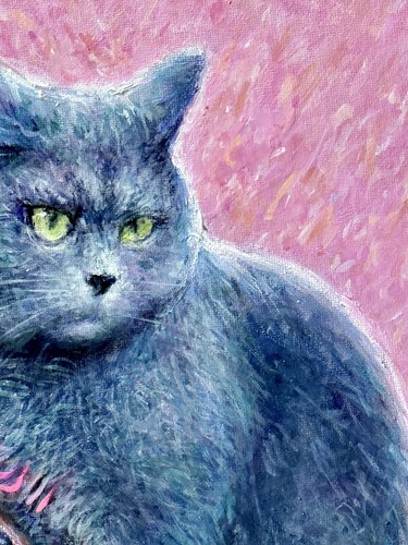 British shorthair Cat Original Oil Painting On Canvas Impressionism 12”x16” - Picture 4 of 13