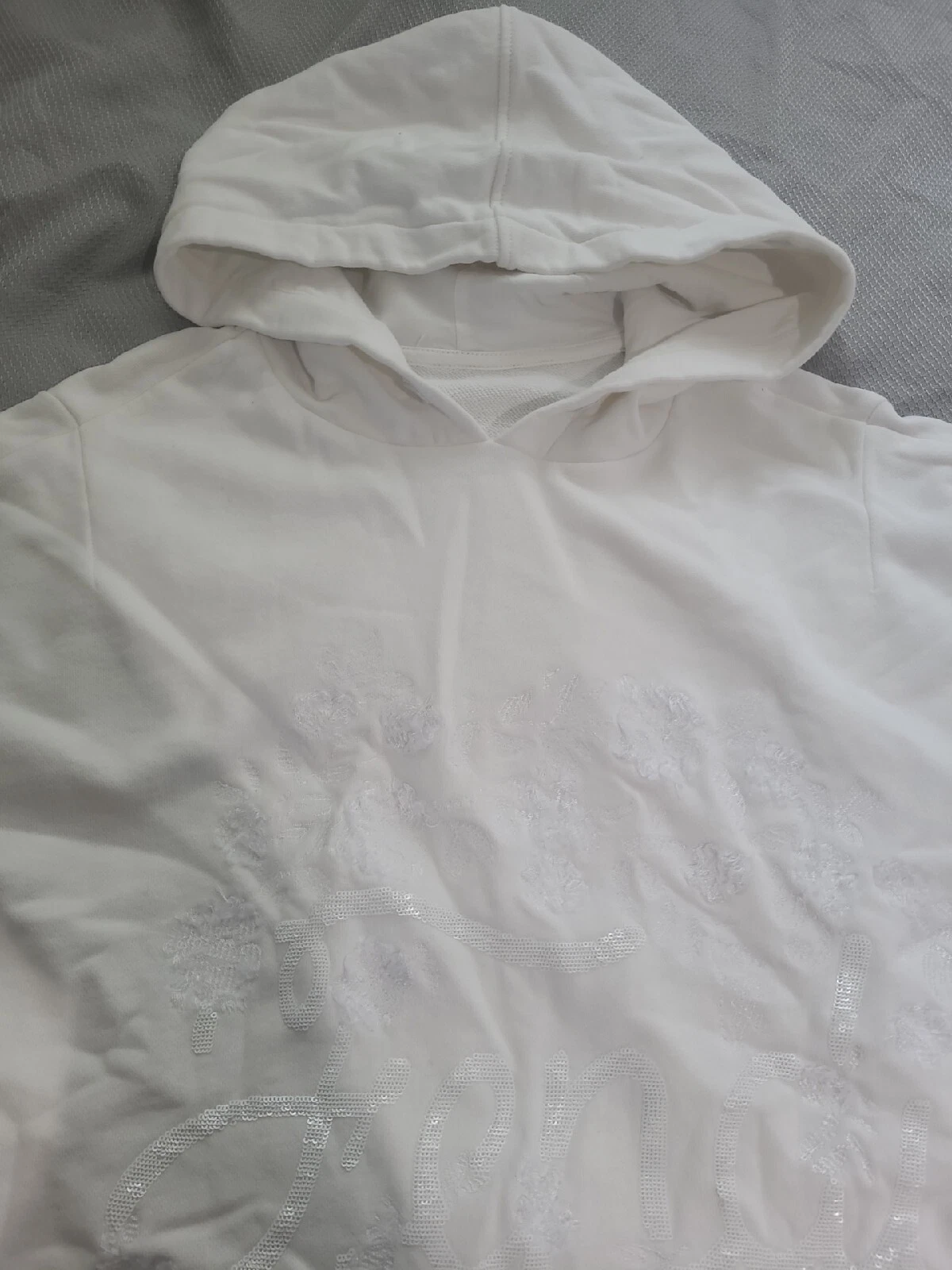 Felpa con cappuccio bianca Fendi da uomo taglia 6 micromesh parka topa cotone logo seta oversize