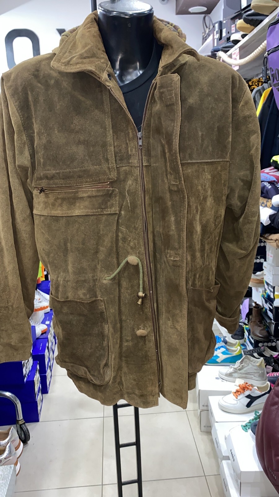 Men's Green Leather Jacket Size 52 - Style PGE078LZ-image