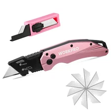 WORKPRO Folding Utility Knife Quick Change SK5 Box Cutter 10 Extra Blades Includ