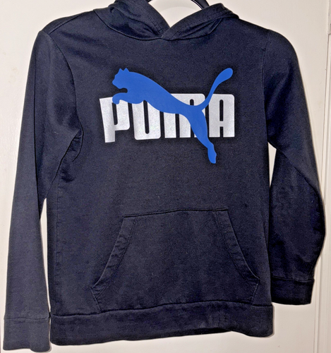 Puma Boys Black Youth Pullover Hooded Sweatshirt Logo Size Medium