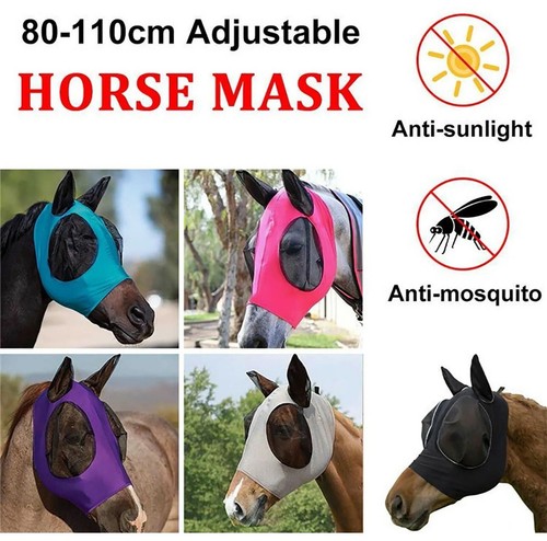 Horse Mask, Horse Face Mosquito Hood, Mosquito And Fly Mask, Equestrian Mask New - Picture 4 of 5