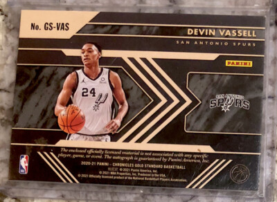 2020 Panini Gold Standard Devin Vassell RC Auto 16/25 3-Color 