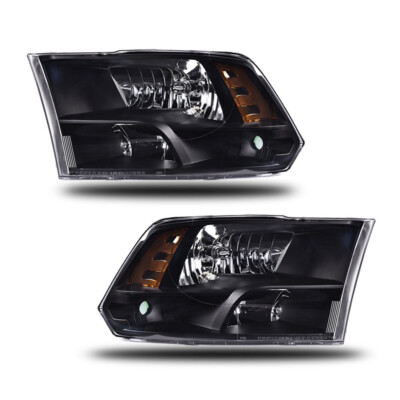 Black Housing Headlights Assembly For 2009-2018 Dodge Ram 1500 2500 3500 Pair