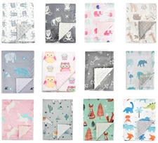 BORITAR Baby Blanket Soft Minky w/ Double Layer Dotted Backing,Receiving Blanket