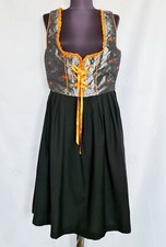 VINTAGE FUCHS TYROL OKTOBERFEST DIRNDL BLACK GRAY WOMENS DRESS US 12 EU 40