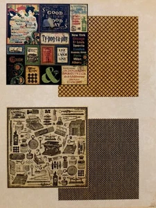 Grafisch 45 12x12 12" Papierblok Typografie 2013 Patronen Tags Vintage Dames NIEUW - Afbeelding 2 van 12