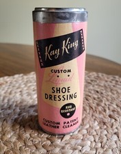 Vintage Kay King Shoe Dressing Polish in Pink and Black Canister MCM Art Deco