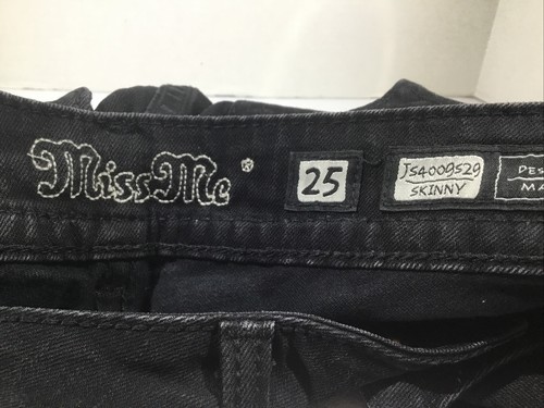 Miss Me Womens Size 25 Black Denim Studded 5-Pocket Jeans CW-479 - Picture 3 of 6
