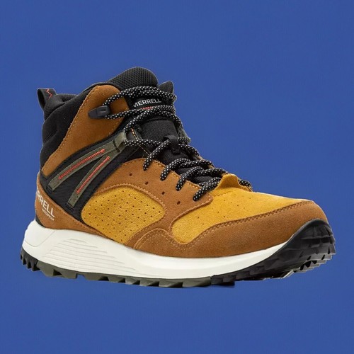 Men's Merrell, Wildwood Mid Leather WP Boot J068033 Spice Leather Suede Size 9