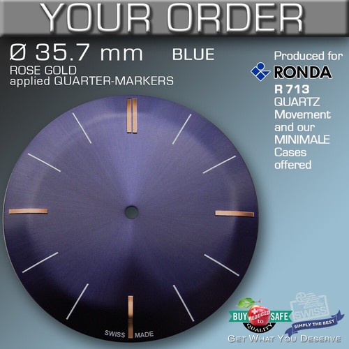 DIAL FOR MOVEMENT RONDA QUARTZ , R713, Ø 37.5 MM, BEND BLACK + BLUE - 第 13/14 張圖片