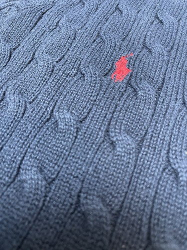 POLO by RALPH LAUREN Sweater Vest Boys Size L 14-16 Navy Blue Cable Knit Cotton - Picture 8 of 11