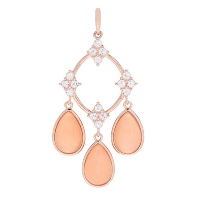 Claire Vessot Designs Pfirsich Mondstein & weißer Topas Kronleuchter 2'' Anhänger