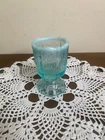 Vintage Fenton Aqua Blue Opalescent Glass Paneled Daisy Toothpick Votive Holder