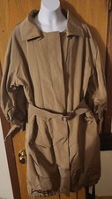 NWT Vintage Oscar De La Renta Brown 100% Silk Trench Coat Jacket Size 12 Women's