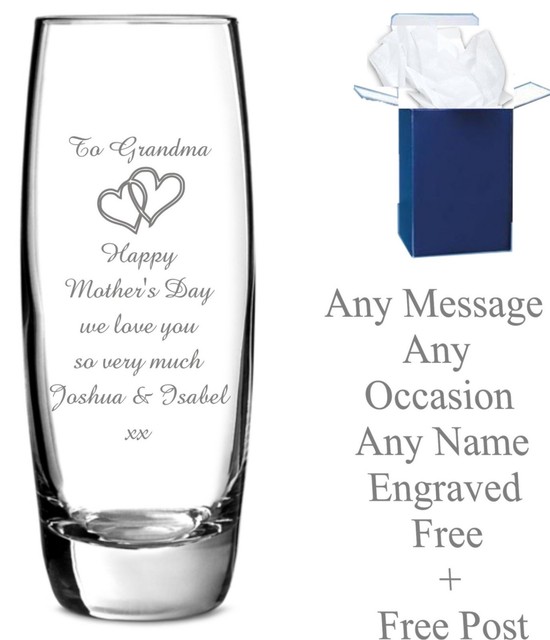 Personalised Engraved Mr Mrs Glass Flower Vase Wedding Gift
