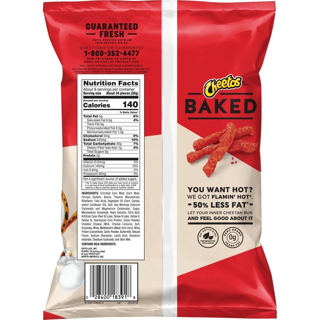 Cheetos Oven Baked Flamin Hot 2x Bags 7 5 Oz Gluten 50 Less Fat Snacks For Sale Online Ebay