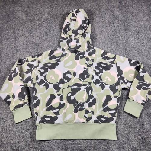 Adidas Hoodie Kids Medium 10/12 Green Abstract Loose Fit - Picture 3 of 10