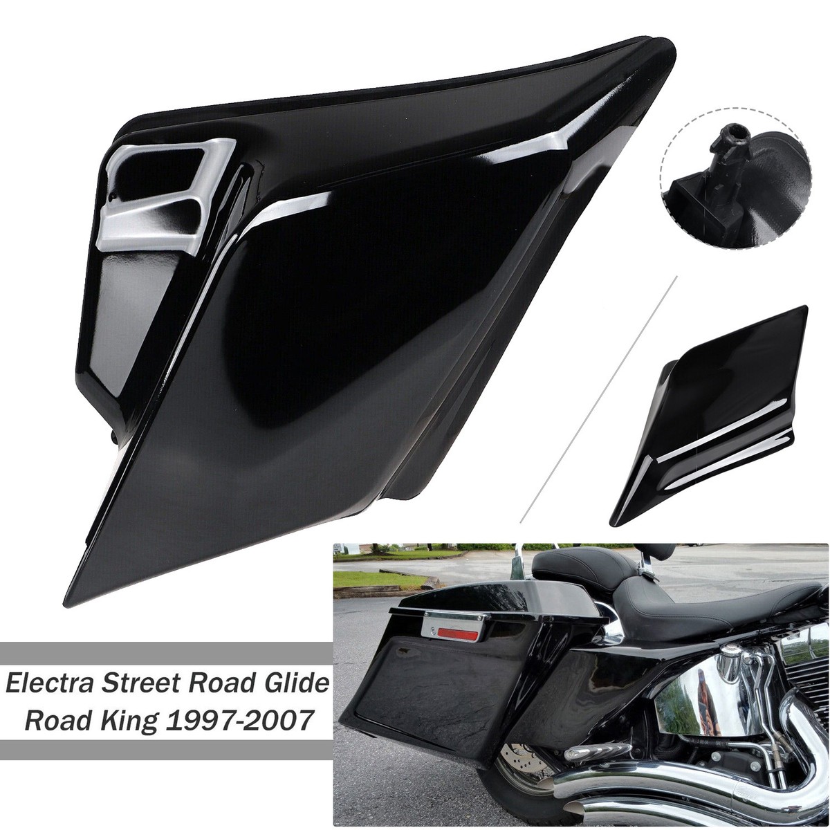 Vivid Black Stretched Extended Side Cover Fit For Harley Electra
