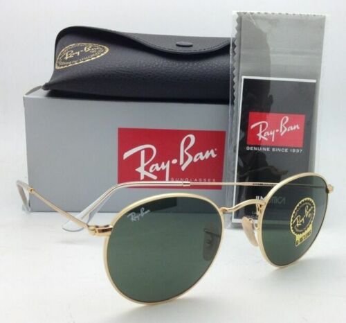 Huddle fængsel Smadre New Ray-Ban Sunglasses ROUND METAL RB 3447 001 47-21 Gold with G-15 Green  Lenses 805289439899 | eBay