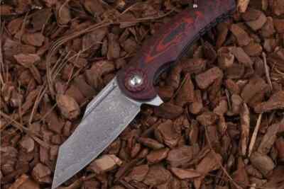Shieldon Folding Knife 3.66'' 9Cr18MoV 67-Layer Steel Blade G10 / Carbon Fiber