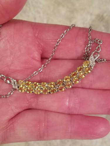 5 ctw Yellow Sapphire & Zircon Necklace in Platinum Over Sterling Silver, 18 in. - Picture 9 of 12